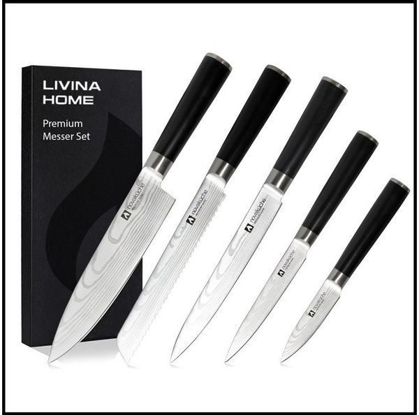 LIVINA HOME Brotmesser Brot Messer mit Wellenschliff, mit extrem scharfer Klinge, Küchenmesser, Klingenlänge 20 cm, Black Friday Sale!