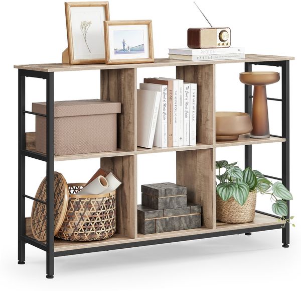 Vasagle Regal mit 2 Ebenen, Bücherregal, Standregal mit 6 Fächern, für Wohnzimmer, Schlafzimmer, Arbeitszimmer