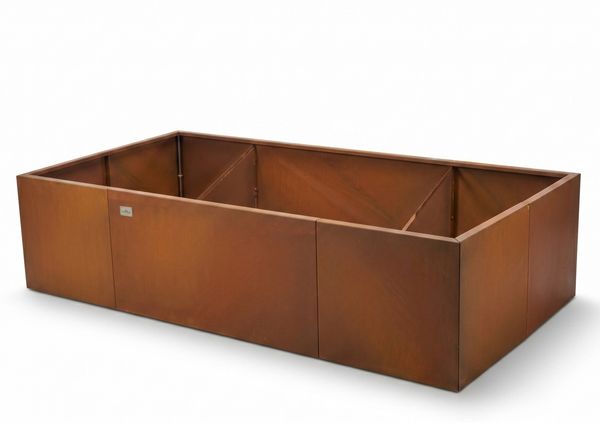 osoltus Pflanzkübel Hochbeet 200x100x43cm Corten-Stahl Schilfgras
