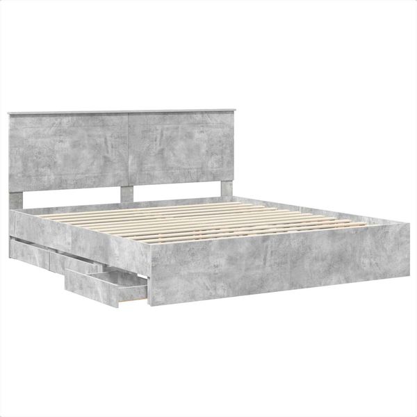 vidaXL Bettrahmen mit Kopfteil Beton Grau 180 x 200 cm Ingenieurs Holz 3409436 Bild 5