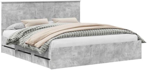 vidaXL Bettrahmen mit Kopfteil Beton Grau 180 x 200 cm Ingenieurs Holz 3409436