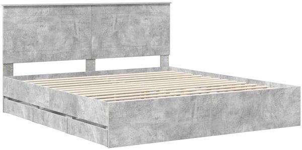 vidaXL Bettrahmen mit Kopfteil Beton Grau 180 x 200 cm Ingenieurs Holz 3409436 Bild 4