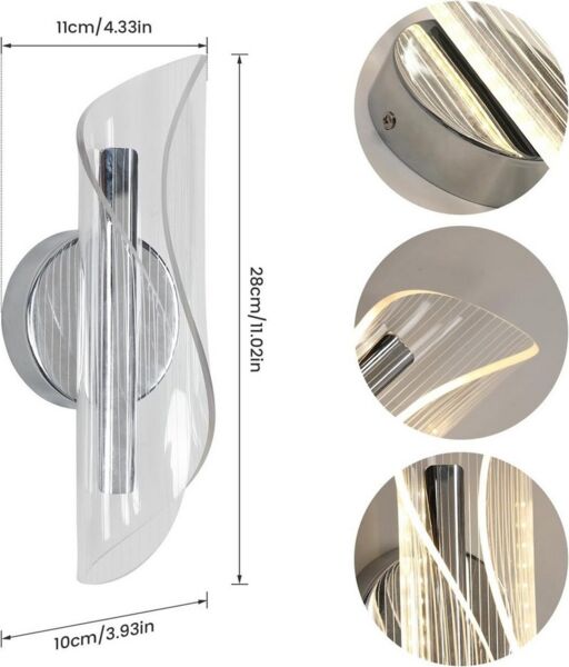 Riserva LED Wandstrahler Wandleuchte Innenwandleuchte, Acryl Dekoleuchte, 12W für Büro, Flur, Kein Flimmern, Augenschutz-Design, schützen Sie Ihre Augen