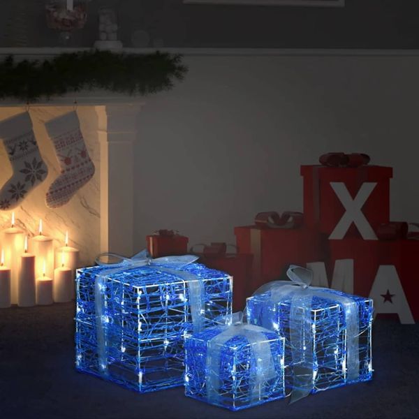 vidaXL LED-Geschenkboxen 3 Stk. Weihnachtsdekoration Kaltweiß 328791
