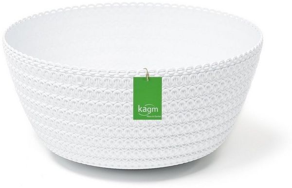 KAGM Pflanzschale Blumenschale Blumentopf Strickstruktur Kunststoff Weiß 24