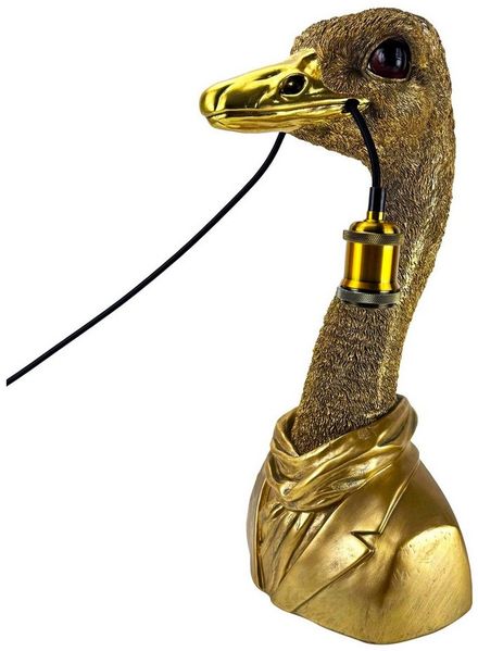 Online-Fuchs Tischleuchte - imposante goldene Dekolampe Strauß für Wohnzimmer - Deko afrikanisch, E27 Glühbirne wechselbar, indirekte Beleuchtung, auch als Nachttisch geeignet - 48 cm groß