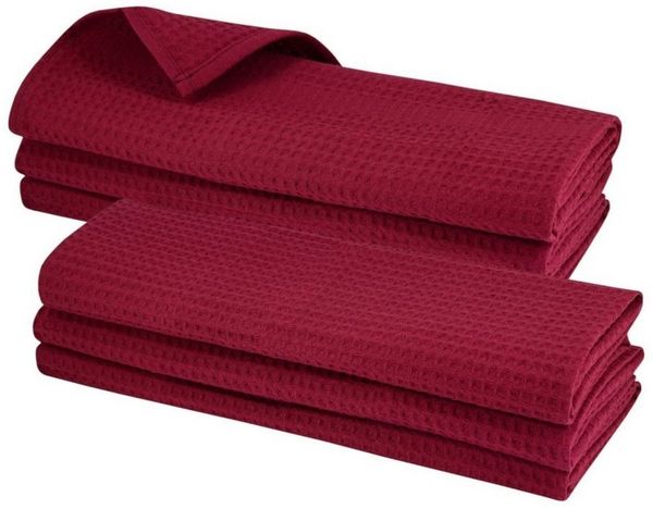 Engelland Geschirrtuch Poliertuch, (Vorteils-Set, 6-tlg, Waffel-Pique), 100 % Baumwolle, integrierte Aufhängeschlaufe, 70 x 50 cm
