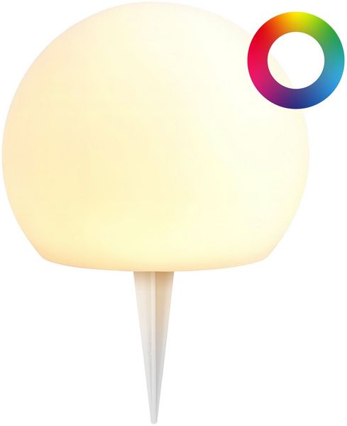 BONETTI LED Kugelleuchte Solar Gartenleuchte in Milchglas-Optik, RGB + warm-weiß, LED fest integriert, warm-weiß, buntes RGB Licht mit Farbwechselmodus, UV-beständig & Wetterfest IP44, Solarlampe - Gartenkugel