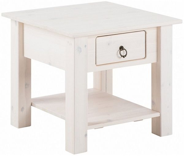 loft24 Couchtisch Inga, Beistelltisch, Nachttisch mit Schublade, Kiefer, Landhausstil