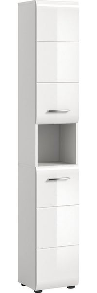 welltime Stauraumschrank (1-St) Florenz, Hochschrank, Weiß Hochglanz Tiefzieh, 185 cm hoch, Bad