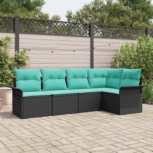 vidaXL Gartensofa-set mit Speicher 5 pcs Schwarz Poly-Rattan 3354035