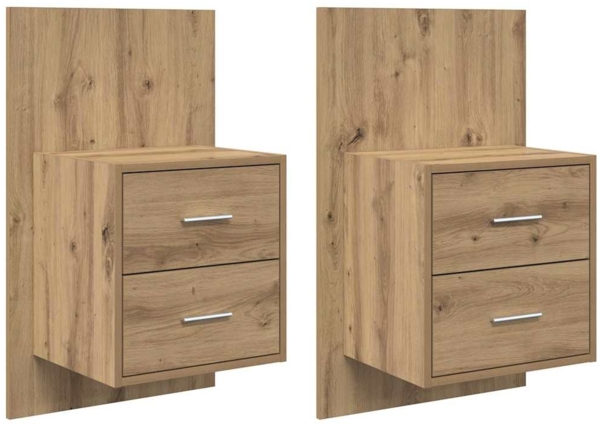 vidaXL Wandmontiertes Nachttischchen Wandmontiert 2 pcs Artisan-Eiche 880487