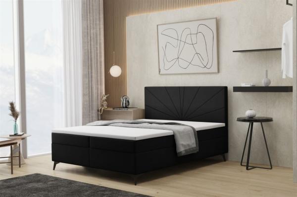 Boxspringbett Schlafzimmerbett PONCE 120x200cm in Stoff Riviera Schwarz