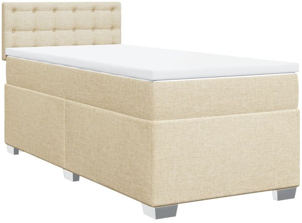 vidaXL Boxspringbett mit Matratze Creme 90x190 cm Stoff 3288062 Bild 3
