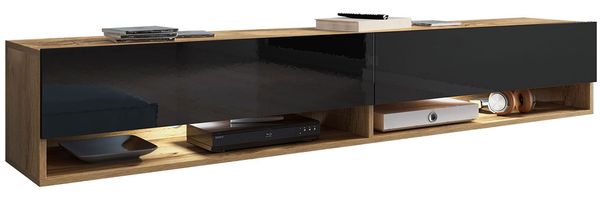 TV-Lowboard Jumbo 180 (Farbe: Wotan / Schwarz Hochglanz, ohne Beleuchtung) Bild 3