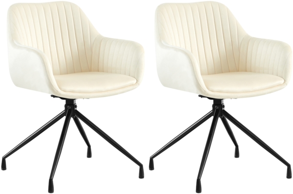 CLP 2er Set Esszimmerstuhl Welby I Drehbarer Sessel bis 150 kg belastbar,,creme