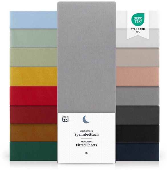 Blumtal® Spannbettlaken 140x190 cm - Bettlaken 140x190 aus Microfaser im 2er Set - Oekotex zertifiziertes Spannbetttuch 140x190 - Spannbettlaken 140x190 / Spannleintuch 140x190 cm - Bettlaken - Grau Bild 5