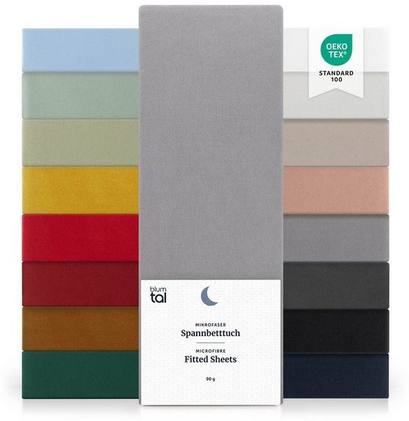Blumtal® Spannbettlaken 140x190 cm - Bettlaken 140x190 aus Microfaser im 2er Set - Oekotex zertifiziertes Spannbetttuch 140x190 - Spannbettlaken 140x190 / Spannleintuch 140x190 cm - Bettlaken - Grau Bild 4