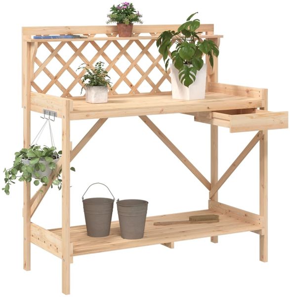 vidaXL Pflanztisch mit Rankgitter Massivholz Tanne 368428