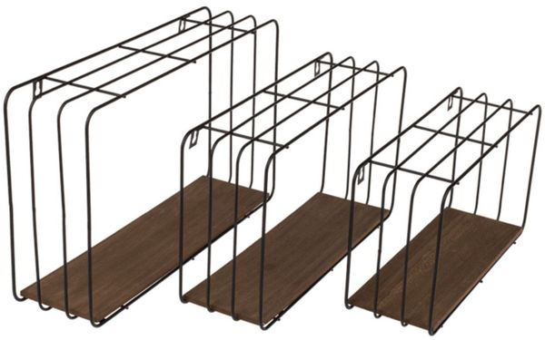 Wandboard aus Metall mit Holzboden Regal schwarz Hängeregal 3er-Set Wandregal