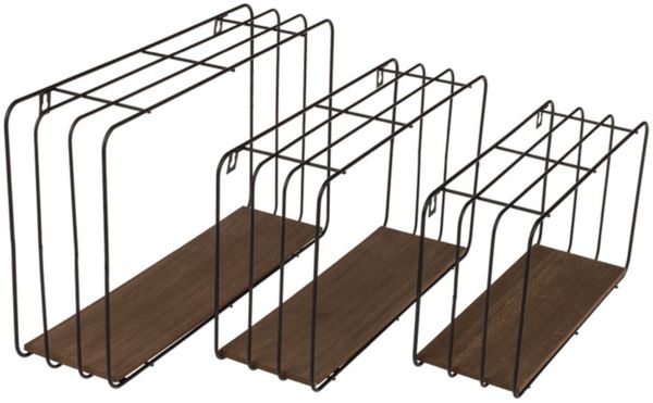 Wandboard aus Metall mit Holzboden Regal schwarz Hängeregal 3er-Set Wandregal