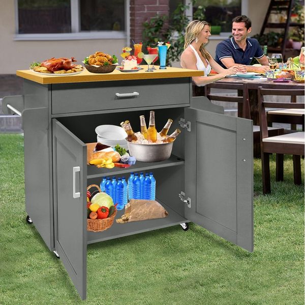 FIVMEN Küchenwagen Kücheninselwagen auf Rollen Küchen Wagen Küchenschrank 115x36x90cm, Für Küche, Wohnzimmer, Esszimmer
