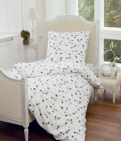 Janine Mako Soft Seersucker Bettwäsche 3 teilig Bettbezug 200x200 cm Kopfkissenbezug 80x80 cm Tango 2174-1 rot