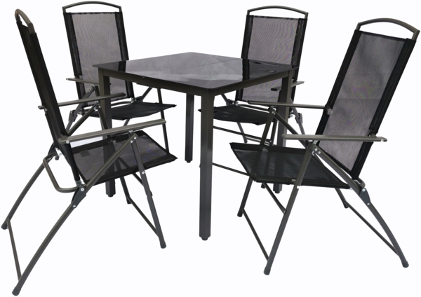 VCM Gartenmöbel-Set 80S 918150 Schwarz H. 105 x B. 80 x T. 80 cm