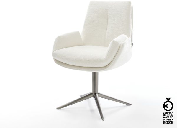 Drehstuhl Clea-Flex Bouclé Soft Beige Fußkreuz Graphit 360° drehbar Wippfunktion