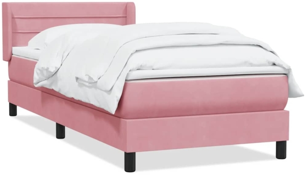 vidaXL Boxspringbett mit Matratze Rosa 80x220 cm Samt 3318224