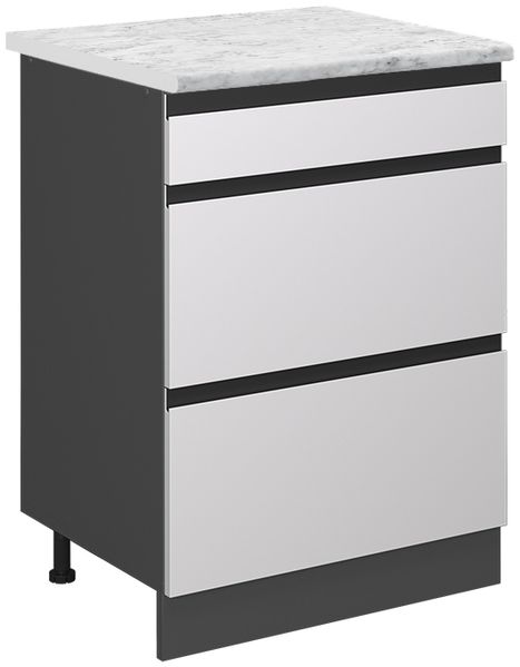 Küchenunterschrank R-Line Weiß 60 cm J-ShapeAP Marmor Vicco