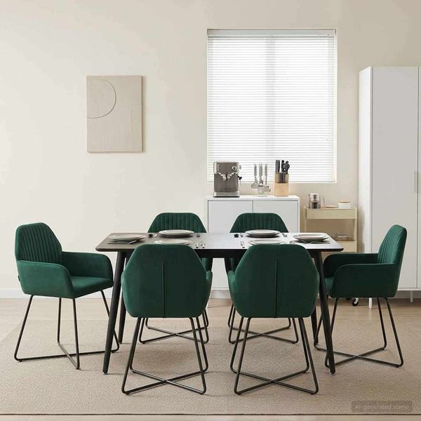 vidaXL Esszimmerstühle 6 pcs Samt (V) Dunkelgrün 55 x 50 x 84 cm 3428385