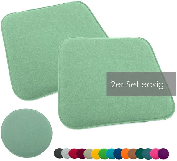 heimtexland Â® Sitzkissen Set Filz Stuhlkissen Stuhlauflage Filzkissen Stuhl Polster Kissen Typ631 2er Set 35 x 35 cm Eckig Mint