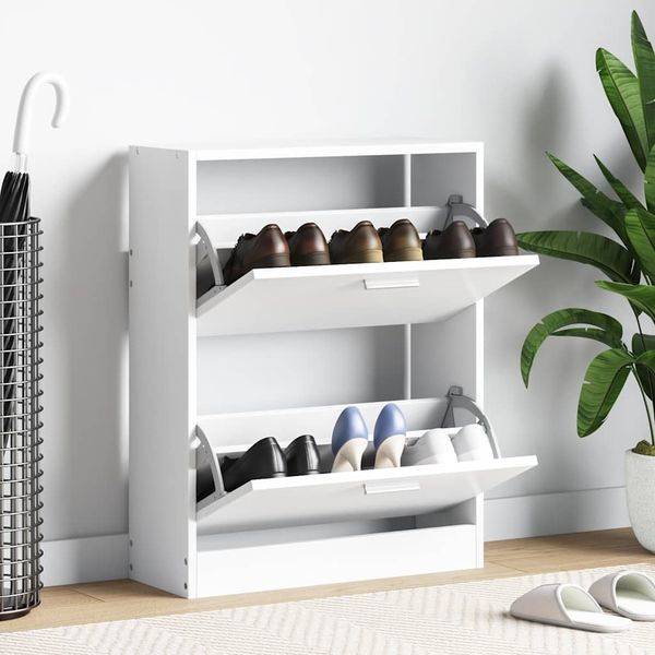 Weißer Holz-Schuhschrank mit 2 Schuhkippern 241242