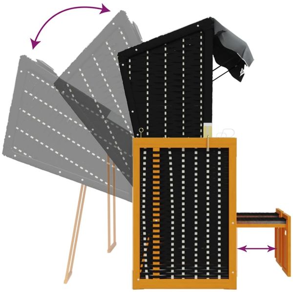 vidaXL Strandkorb mit Kissen Poly Rattan Massivholz Schwarz Anthrazit 318667 Bild 8