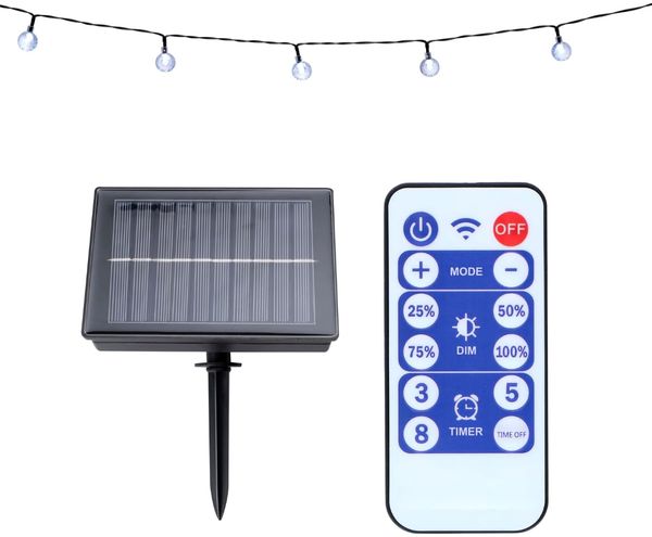 GRUNDIG Solar Leuchte Girlande 9,35M - 50 LED Leuchten - mit Fernbedienung