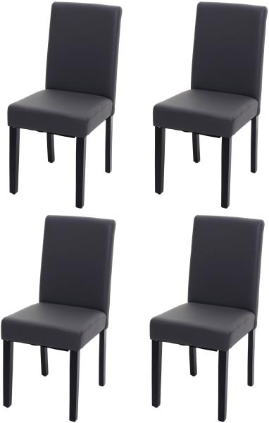 4er-Set Esszimmerstuhl 'Littau' Kunstleder, grau matt, dunkle Beine