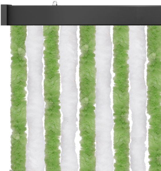 Flauschvorhang 140x200 Unistreifen grün - weiß