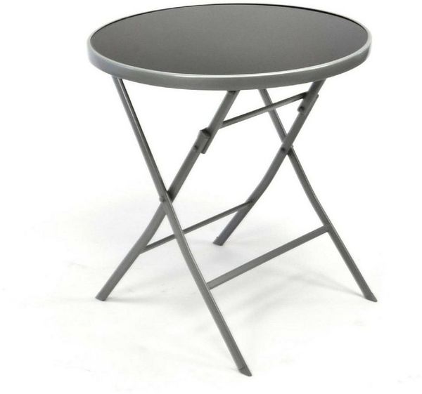 VCM Gartentisch Bistro Tisch mit Glasplatte, klappbar