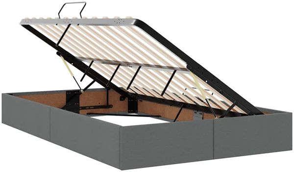vidaXL Aufbewahrungsbett mit Matratze Dunkelgrau 120 x 190 cm Stoff 3371704 Bild 6