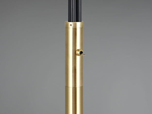 LED Stehlampe 3flammig Schwarz Gold, Kugel Glasschirme Amber, 200cm groß Bild 5