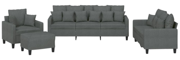 vidaXL 4-tlg. Sofagarnitur mit Kissen Dunkelgrau Stoff 3201641