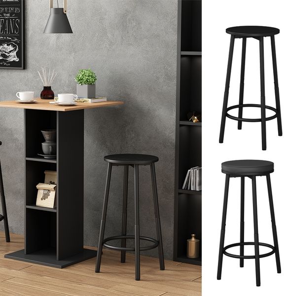 Barhocker Edmonton Schwarz 31.5 x 64 cm 2 Teile Vicco Bild 2