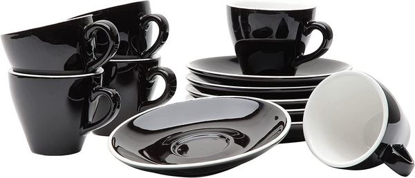 Gastro Spirit Espressotasse 12-teiliges Espresso-Tassen Set 90 ml, schwarz, Porzellan, 12-teiliges Set, 90 ml
