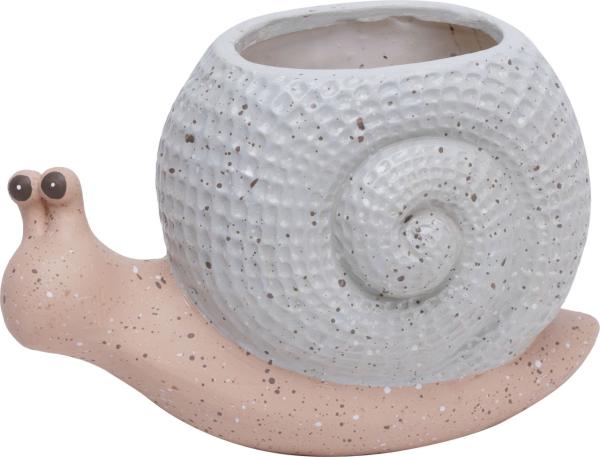 TrendLine Pflanztopf Schnecke Ton 21,5x14 cm grau rosa