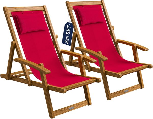 Sonnenliege Gartenstuhl Akazienholz 4 verschiedene Farben