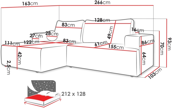 Ecksofa Mivo Cord (Farbe: Poso 06, Seite: Links) Bild 5