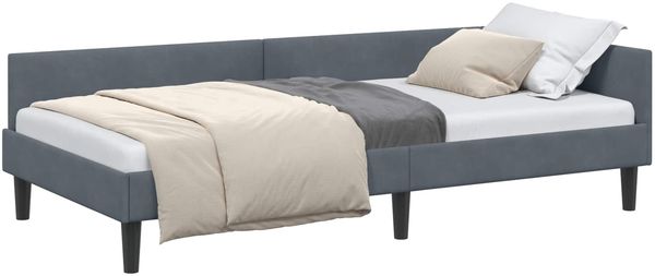 vidaXL Eckbettgestell mit Kopfteil Dunkelgrau 100 cm x 200 cm Samt 42016165 Bild 2