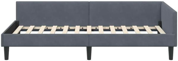 vidaXL Eckbettgestell mit Kopfteil Dunkelgrau 100 cm x 200 cm Samt 42016165 Bild 5