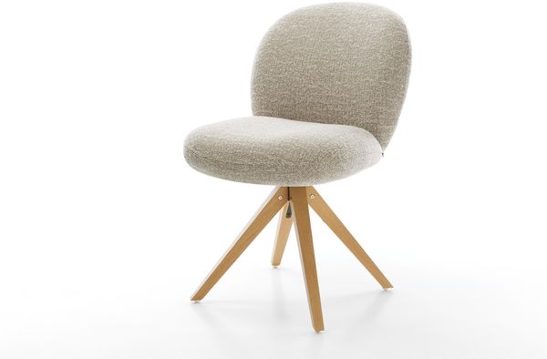Drehstuhl Nube-Flex Webstoff Soft Beige Holzgestell kantig Natur 180° drehbar Taschenfederkern
